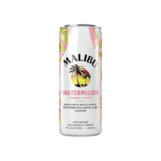 Malibu Watermelon lemonade flavor can on a white background