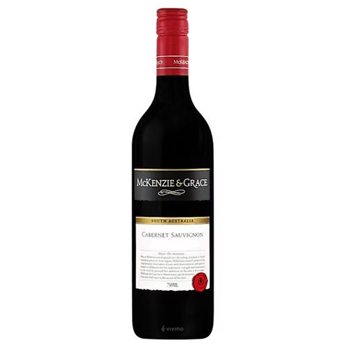 Red wine bottle with a red label on a white background