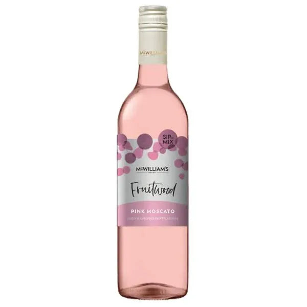 McWilliams Fruitwood Pink Moscato wine bottle with pink label