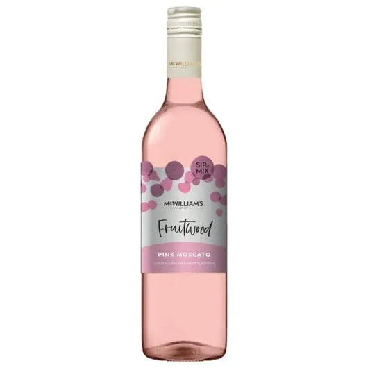 McWilliams Fruitwood Pink Moscato wine bottle with pink label
