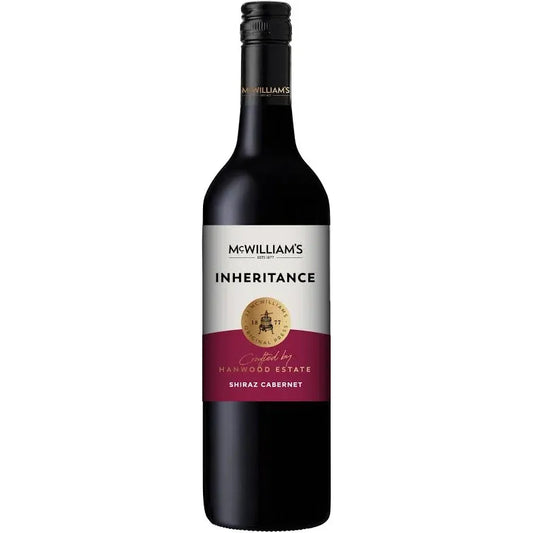 McWilliam's Inheritance Shiraz Cabernet wine bottle on a black background