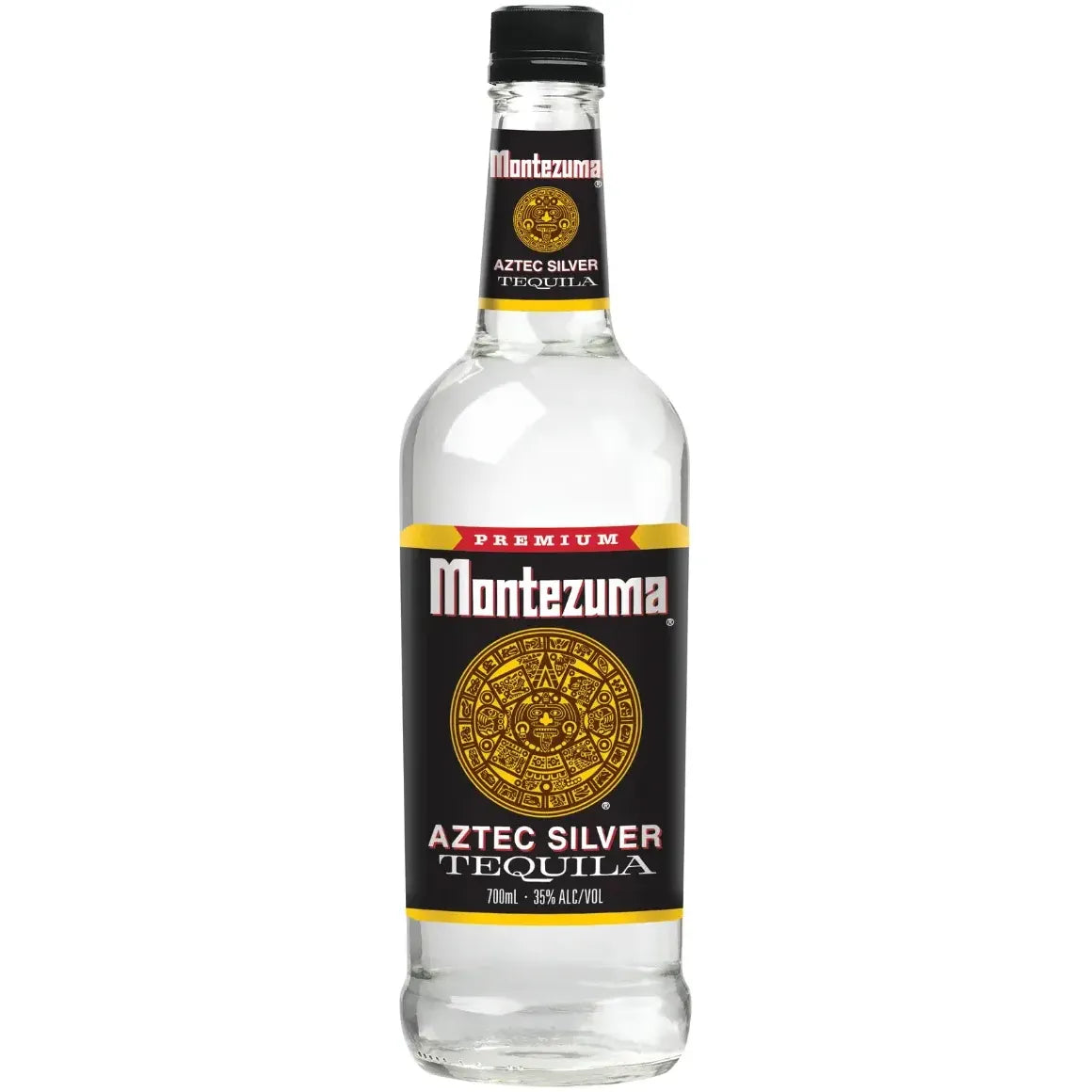Montezuma Aztec Silver Tequila bottle on a white background