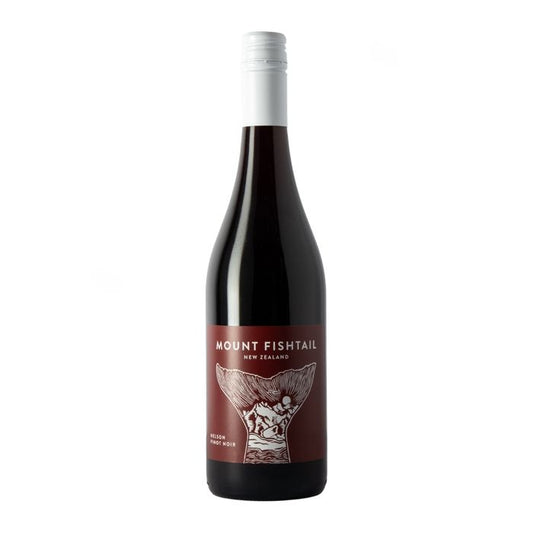 Wine bottle with 'Mount Fishtail' label on a white background