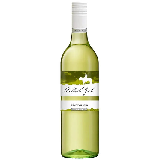 Bottle of Outback Jack Pinot Grigio wine on a white background