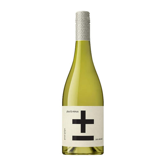 Wine bottle with a white label featuring a black symbol on a white background
