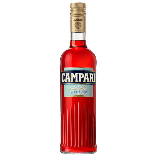 Campari bottle on a white background