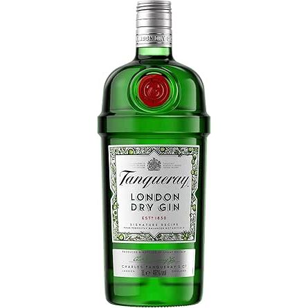 Tanqueray London Dry Gin bottle with green label