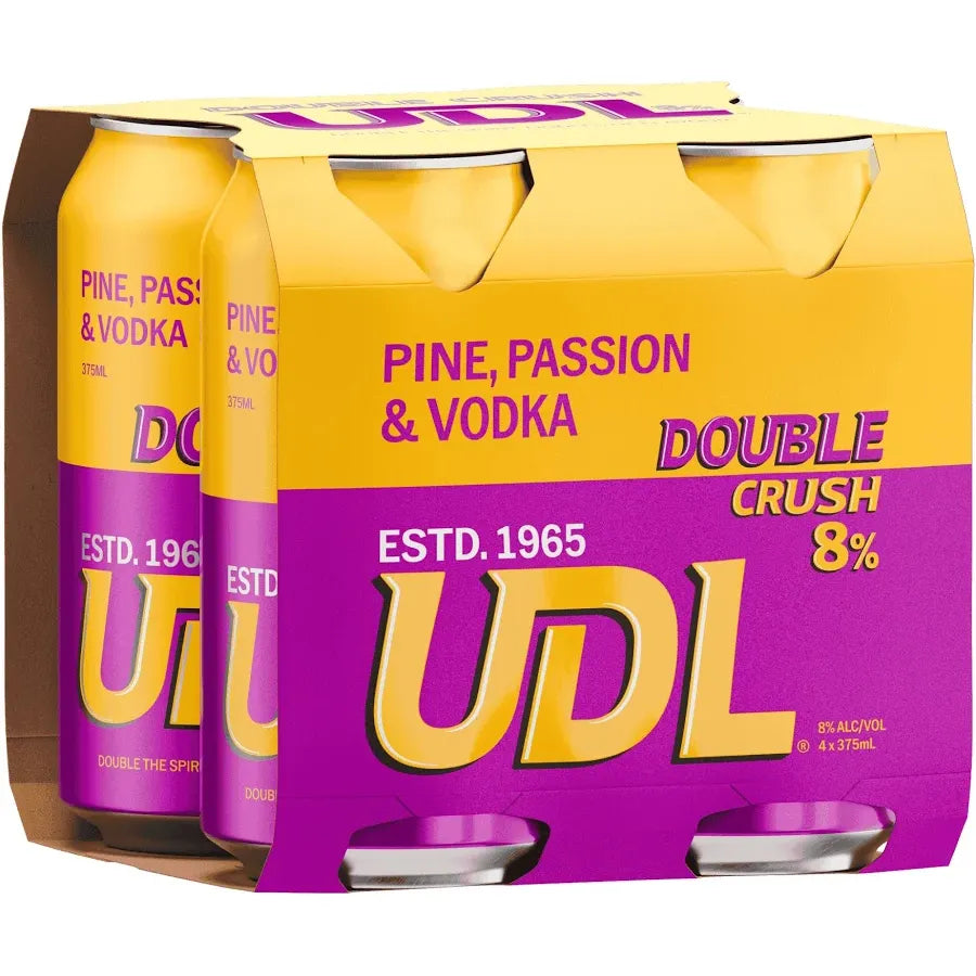 UDL Double Crush Pineapple & Passionfruit Vodka 8% 375mL Cans
