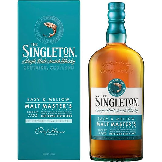 Singleton whisky bottle and packaging on a white background