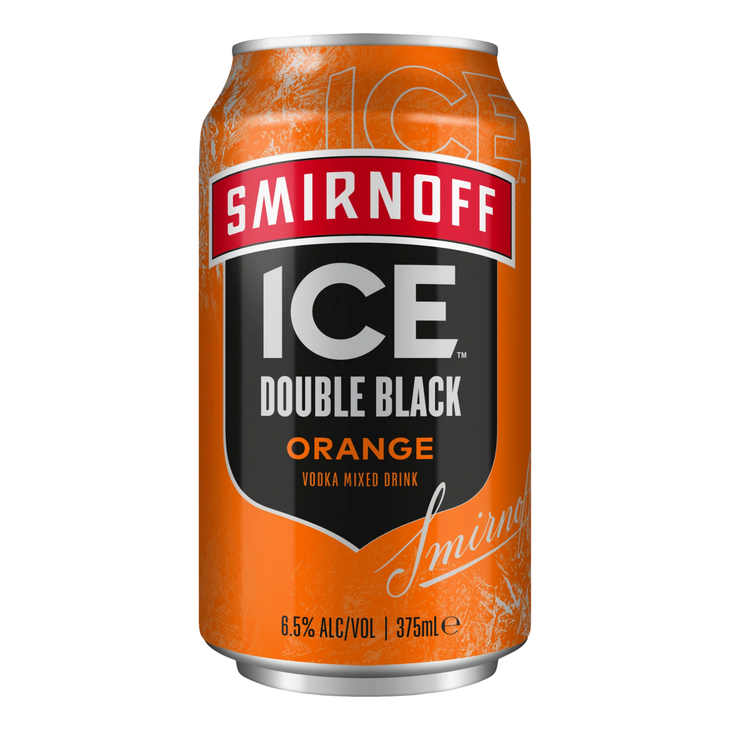 Smirnoff Ice Double Black Orange can on a white background