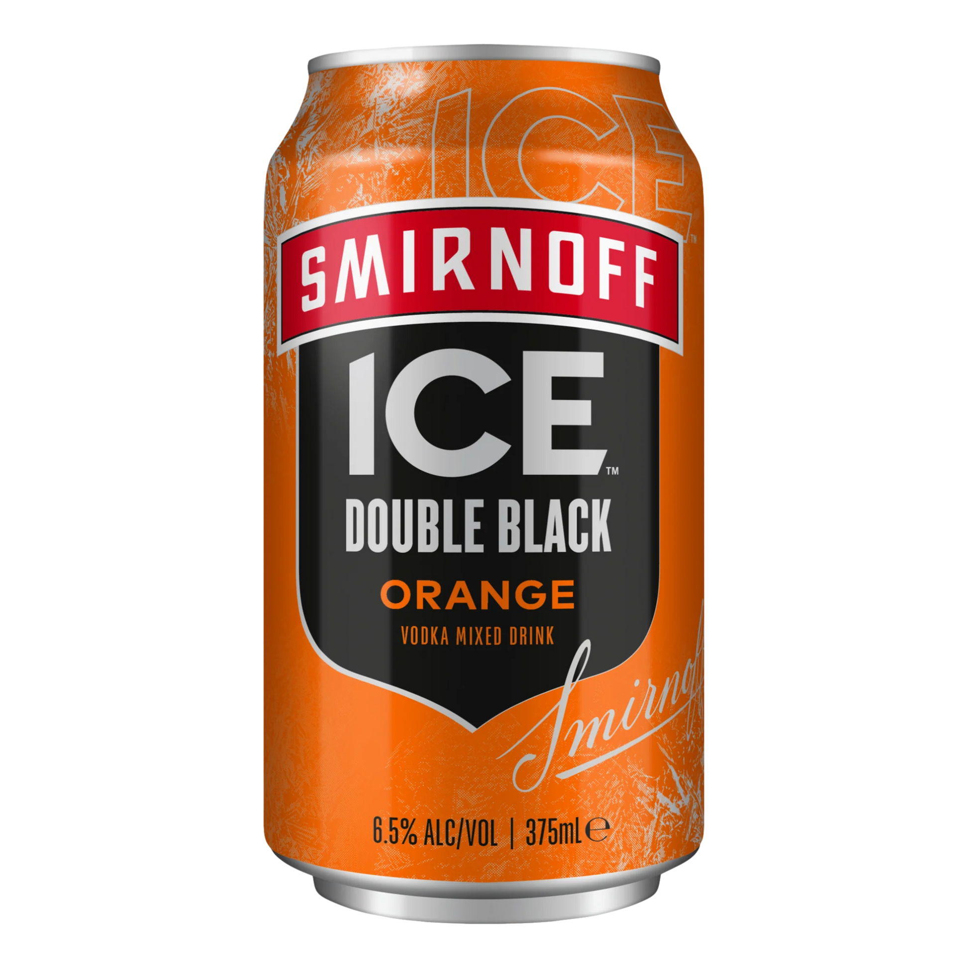 Smirnoff Ice Double Black Orange can on a white background