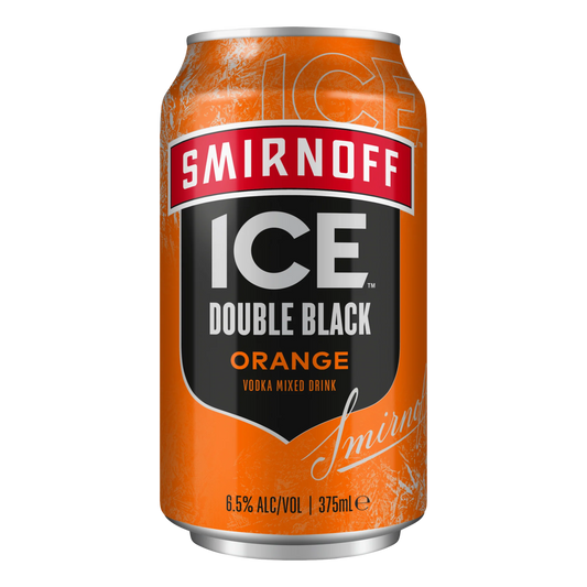 Smirnoff Ice Double Black Orange can on a white background