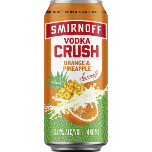 Smirnoff Vodka Crush Orange & Pineapple can on a white background