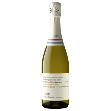 Wine bottle with a decorative label on a white background