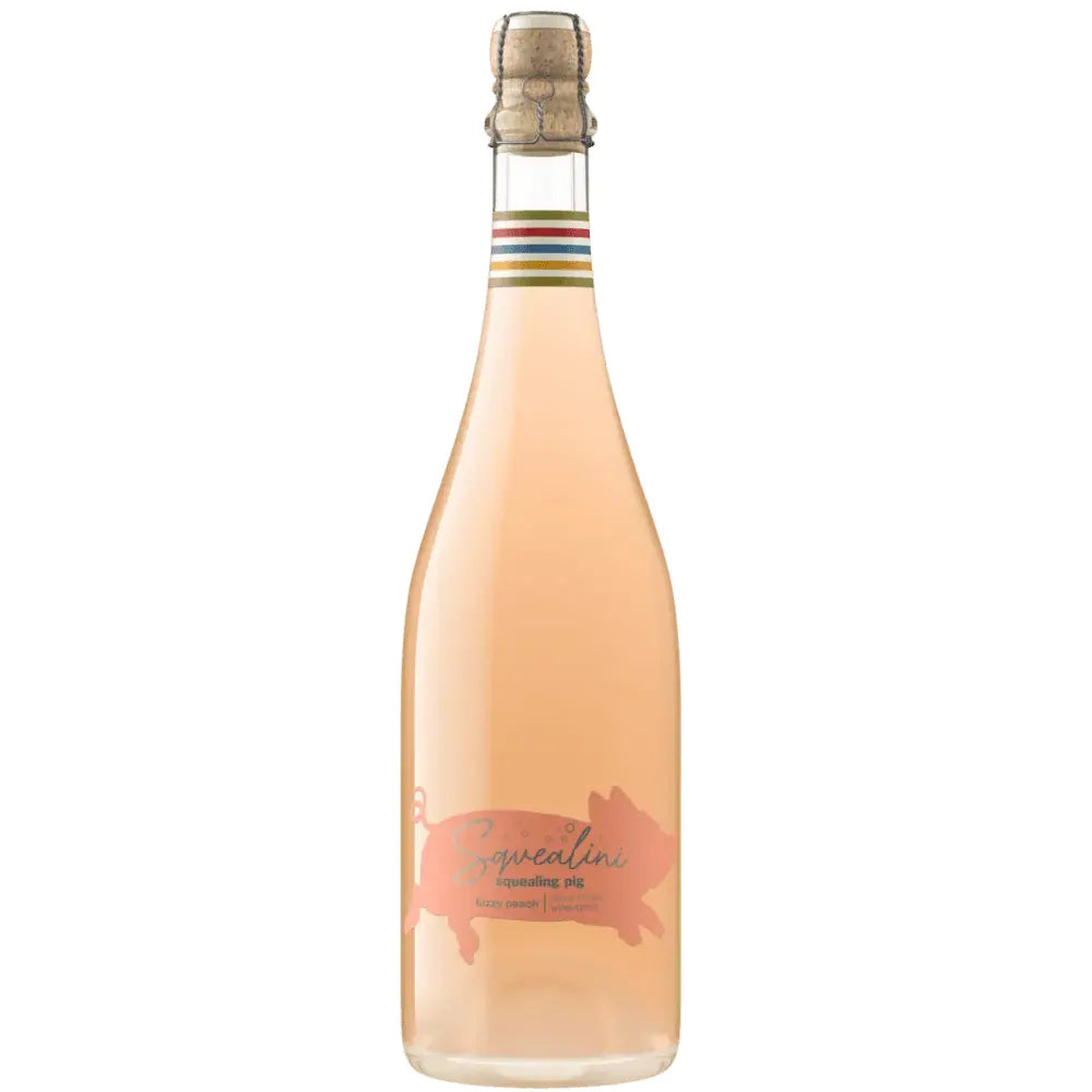 Bottle of rose wine with cork on a white background