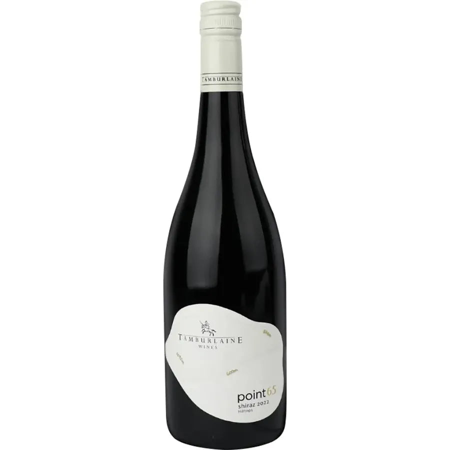 Bottle of Tamburlaine wine with a white label on a black background