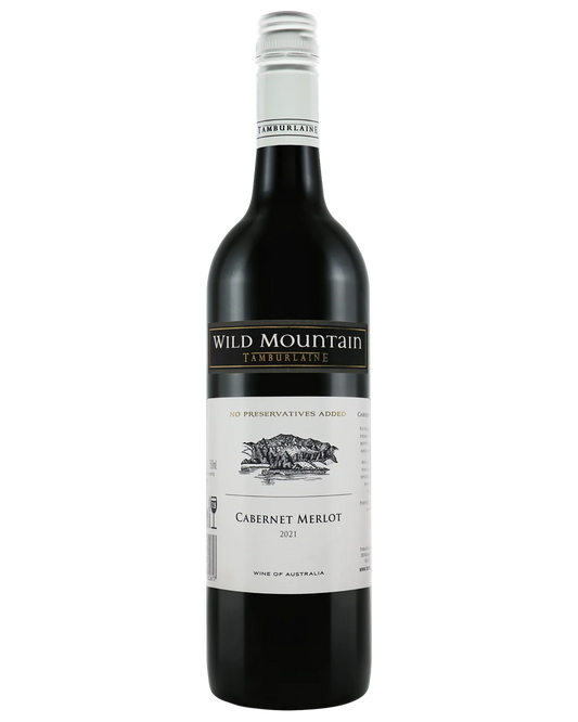 Wine bottle labeled 'Wild Mountain' on a white background
