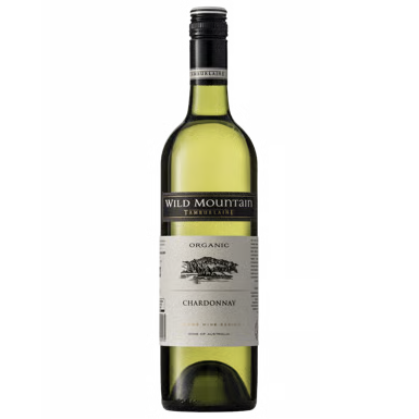 Bottle of Wild Mountain Chardonnay wine on a white background