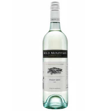 Bottle of Wild Mountain Pinot Gris wine on a white background