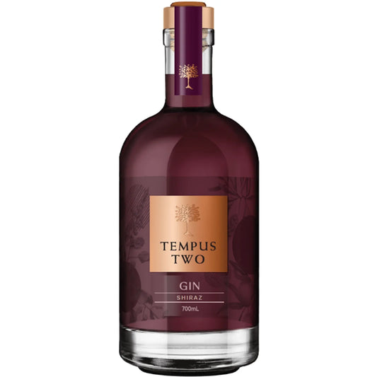 Bottle of Tempus Two Shiraz Gin on a white background