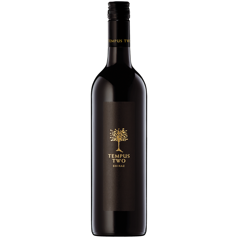 Wine bottle labeled 'Tempus Two' on a white background