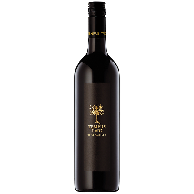 Wine bottle labeled 'Tempus Two' on a white background