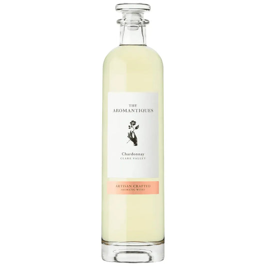 Bottle of Chardonnay with 'The Aromantiques' label on a white background