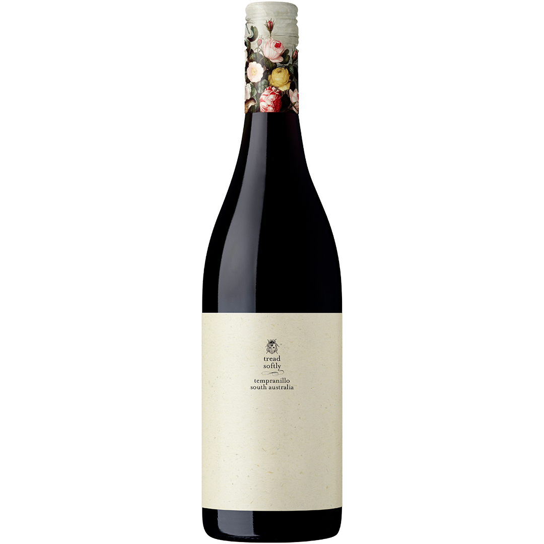 Wine bottle with a decorative label on a white background