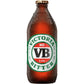 Brown beer bottle with Victoria Bitter label on a white background