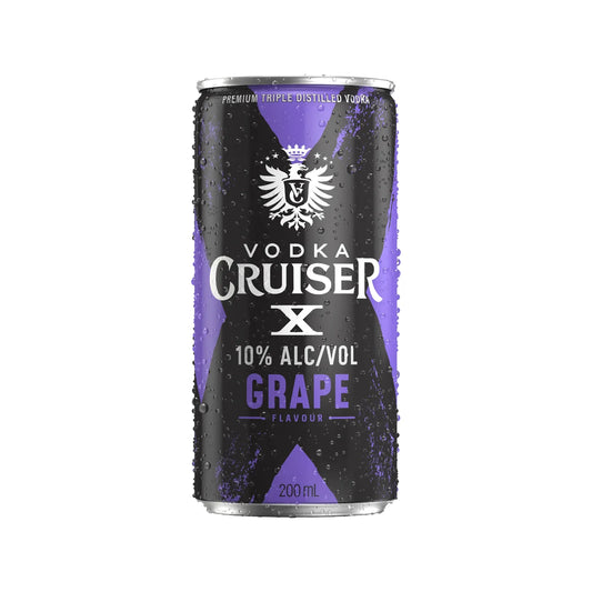 Vodka Cruiser X Grape flavor can on a white background