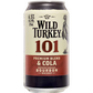 A 335 mL aluminum can of Wild Turkey 101 Premium Blend & Cola Bourbon Whiskey on a plain white background.