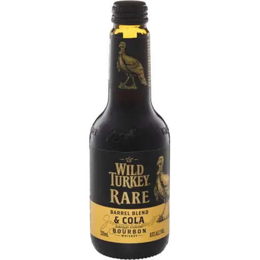 Wild Turkey Rare Barrel Blend & Cola bottle on a white background