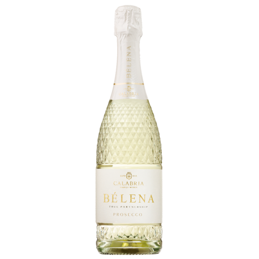 Bottle of Belena Prosecco from Calabria on a white background
