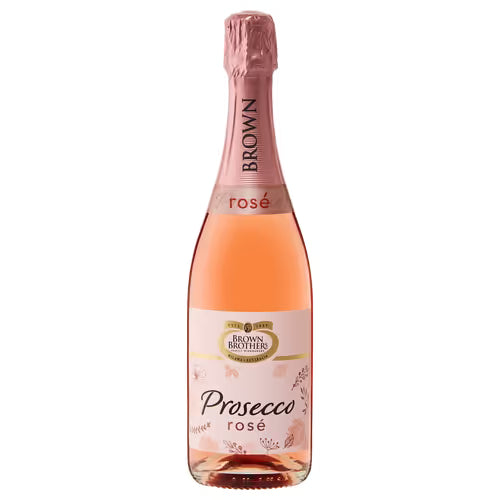 Bottle of Brown Brothers Prosecco Rosé on a white background