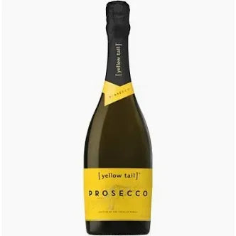 Yellow Tail Prosecco bottle on a white background