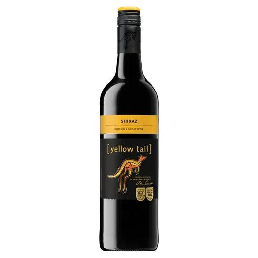 Yellow Tail Shiraz wine bottle on a white background