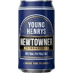 Blue can of Young Henrys Newtowne Australian Pale Ale with branding on a white background